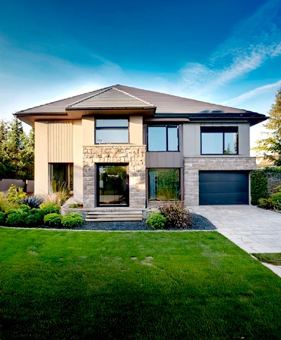 Modern stucco exterior on custom home in GTA