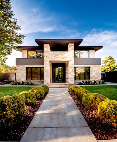 Stone and stucco front façade renovation by Venix Stucco