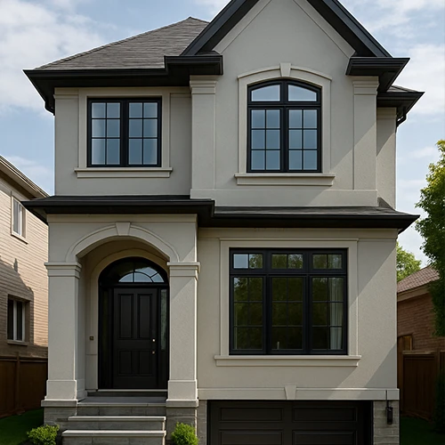 Stucco installation in Toronto area – high-quality facade, expert craftsmanship, Canadian home exterior.